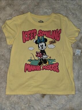Disney Yellow Minnie Mouse 'Keep Smiling' Short Sleeve Tee